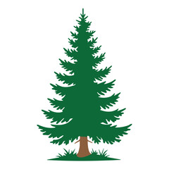 Obraz premium Pine Tree Silhouette Icon, Evergreen Forest Tree Vector Illustration for Nature Design