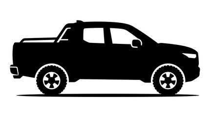 Electric pickup truck side view silhouette © Lahiru