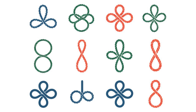 Abstract infinity symbol pattern set with knotted line geometry