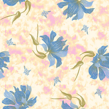 Textured jumbo seamless floral print pattern for summer 