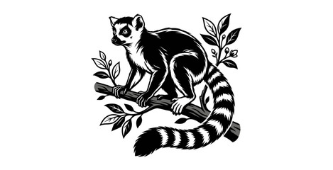 Ring-Tailed Lemur Graphic Vector Illustration © Barokah