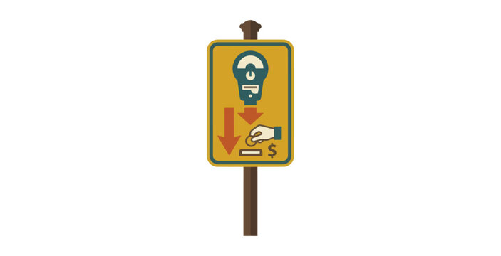 Retro Parking Meter Sign Vector Illustration