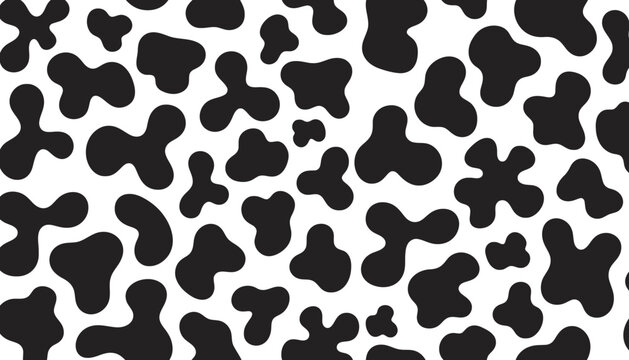 Black and white cow print pattern animal skin texture with abstract