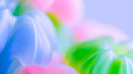 Abstrakter 3D Hintergrund in sanften Pastellfarben mit schimmernden Formen, Blasen und weichen Farbverläufen © shokokoart