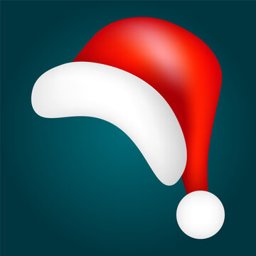 Christmas Santa Claus red hat, vector illustration.