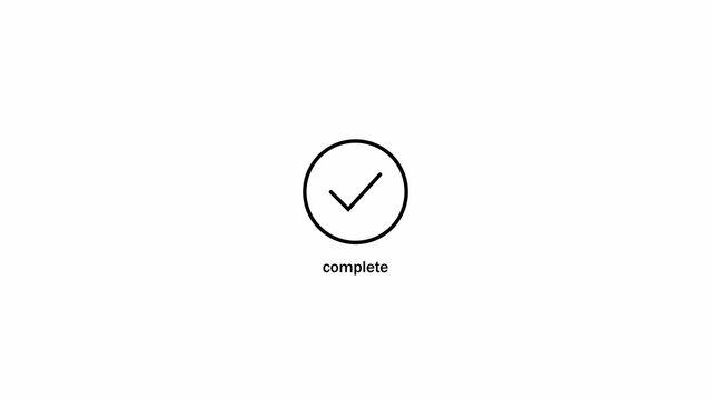 Black checkmark in circle with complete text
