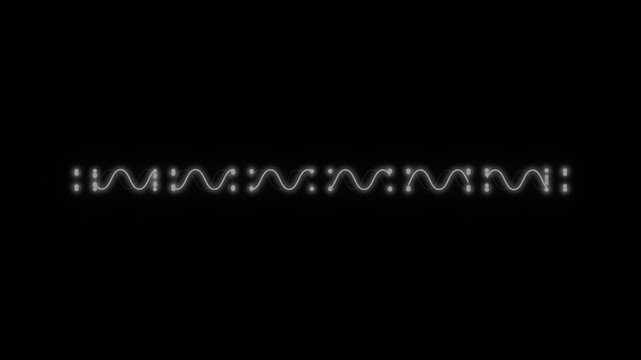 Abstract Glowing Wave Lines Moving on Black Background.