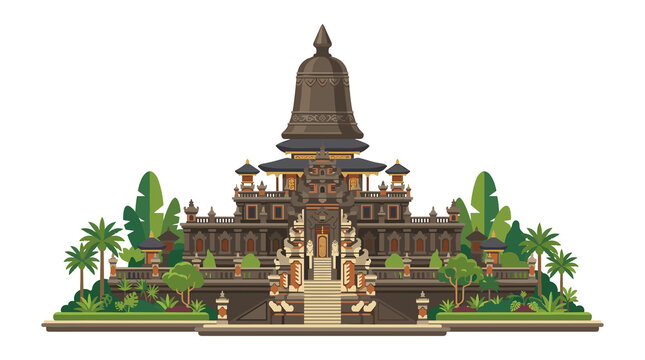Bajra Sandhi Monument Bali Indonesia flat vector illustration isolated on white background