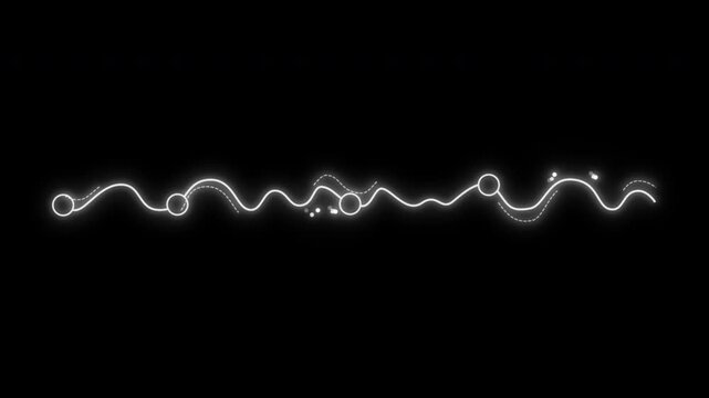 Abstract Glowing White Wavy Lines and Circles Animation.