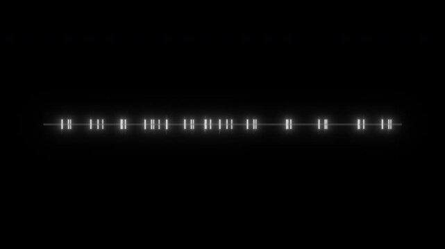 Dynamic digital audio waveform visualization glowing on black background.