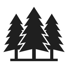Obraz premium Three pine trees silhouettes in a row on white background icon
