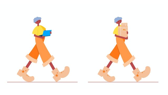 a male walking while carrying a different stuff vector illustration. worker clipart in corporate