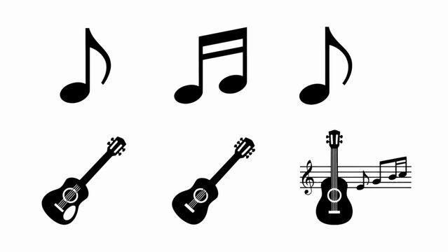 Musical Notes and Guitar Icons