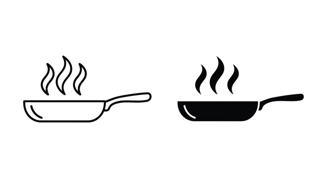 Two pans with steam on stovetop