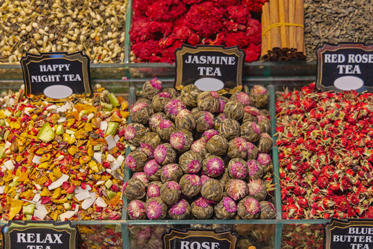 Jasmine Balls Tea in Bulk at Shelf Shop in Istanbul