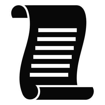 Black and white illustration of a rolled up parchment or scroll  simple icon icon