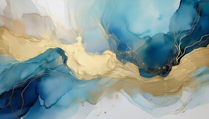 Fototapeta premium pastel antique blue and golden watercolour background