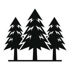 Obraz premium Black silhouette of three pine trees on white background icon