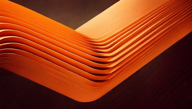 3d orange zigzag tubular abstract shape with vintage film grain and dust texture