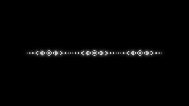 Minimalist decorative divider animation on a solid black background.