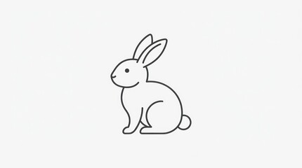 Fototapeta premium Simple line art rabbit logo design for creative branding agency isolated on white surface.