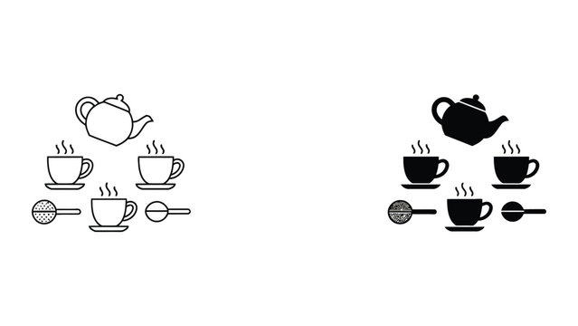 Brew tea with teapot and cups with steam vector illustration