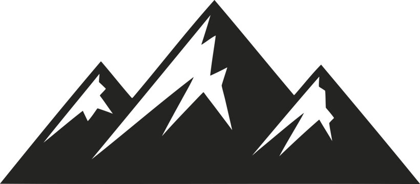 Minimalist mountain range icon or logo design element