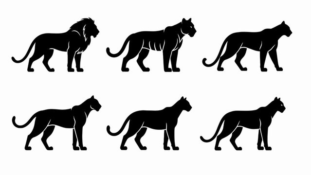 Silhouette Big Cats Collection: Lion, Tiger, Panther, Leopard, Jaguar, Puma
