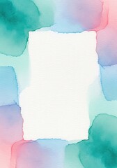 Fototapeta premium Abstract Pastel Watercolor Frame with White Copy Space on Textured Paper Background for Invitations and Cards