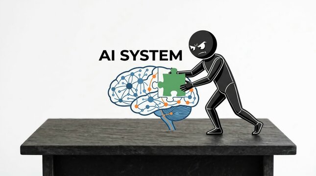 Conceptual Illustration of AI System with Puzzle Piece Integration