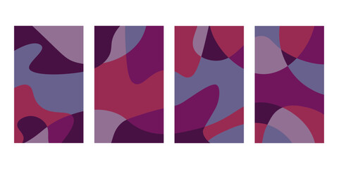 Modern abstract vector illustration featuring layered organic shapes in shades of purple and pink colors © EliteGraphix