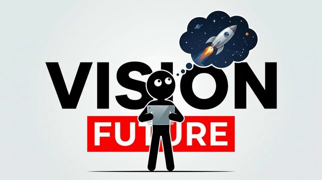 Creative Concept of Vision and Future with Space Rocket
