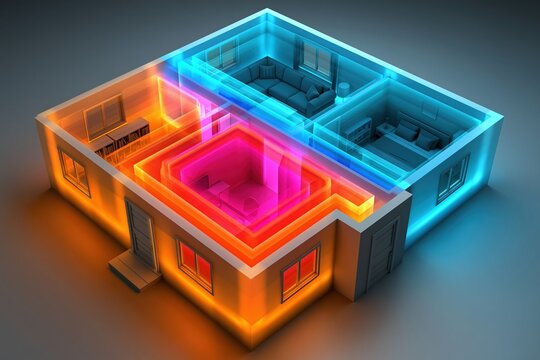 Smart home climate control visualization with holographic air layers