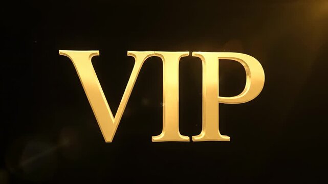 Golden VIP letters glowing on a black background, representing exclusivity