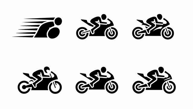 Motorcycle Racing Icons: Speed, Action, and Rider Poses