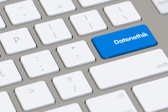 Taste auf Tastastur mit Schriftzug &bdquo;Datenethik&ldquo; als Konzept f&uuml;r digitale Ehtik