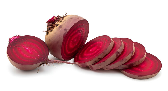 Freshly sliced red beetroot on white background for healthy eating and cooking concepts transparent background