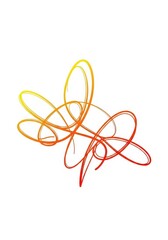 Fototapeta premium Abstract Calligraphic Line Art with Yellow to Red Gradient on White Background for Modern Graphic Design