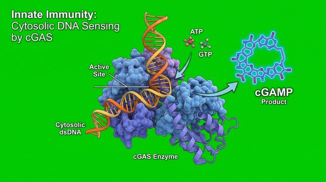 3D Medical Illustration Cytosolic DNA Sensing Molecule Structure Close Up