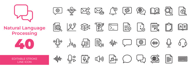 Natural language processing icons collection for AI and communication tech © Trader