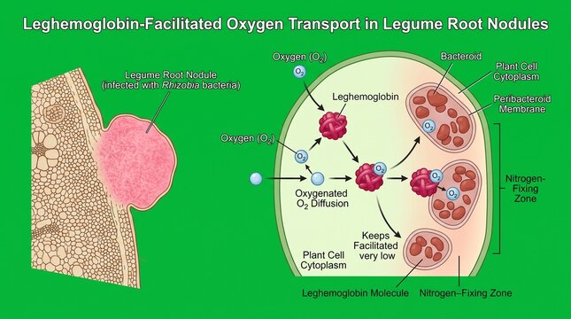 Detailed Diagram of Root Nodule Leghemoglobin in Legume Plant Cross Section