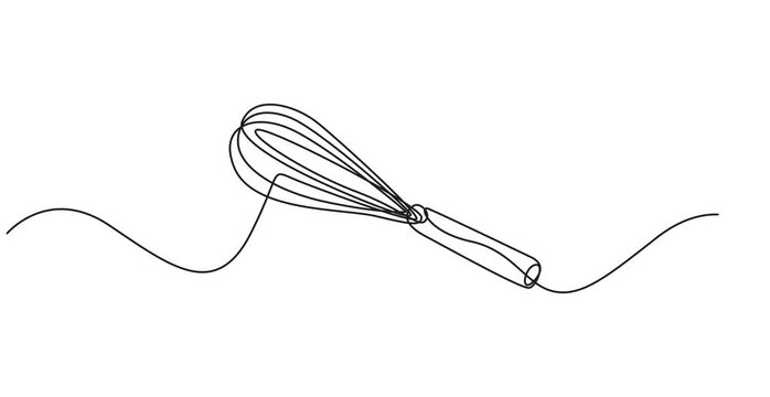 Cooking Balloon Whisk continuous one line drawing animation, Whisk Kitchen Icon In Line Style, Beater Continuous Line Icon, Kitchen Icon On A Transparent Background - Whisk, Steel whisk video Whisk
