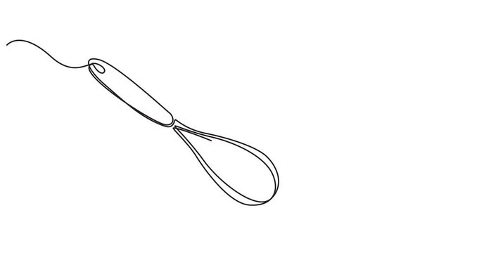 Cooking Balloon Whisk continuous one line drawing animation, Whisk Kitchen Icon In Line Style, Beater Continuous Line Icon, Kitchen Icon On A Transparent Background - Whisk, Steel whisk video Whisk