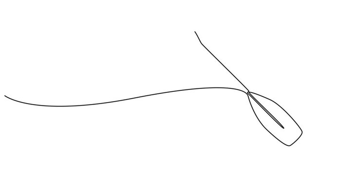 Video. Canoe paddle continuous one line drawing animation. Full length single line art 4k animation, Animated self drawing of continuous line draw canoe trails and rafting club with kayaking equipment