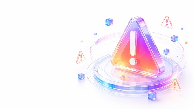 Technology Warning Symbol With Floating Alert Icons