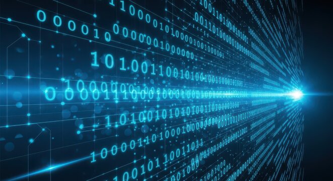Abstract Digital Binary Code Background Representing Big Data Flow and Cyber Security Technology Concept