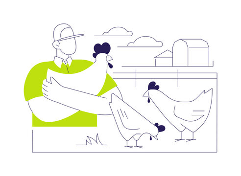 Cage-free animal living isolated cartoon vector illustrations.