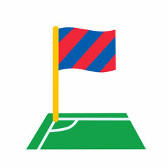 Corner Flag with Striped Banner in Flat Vector Style for Football Field © YusupAn