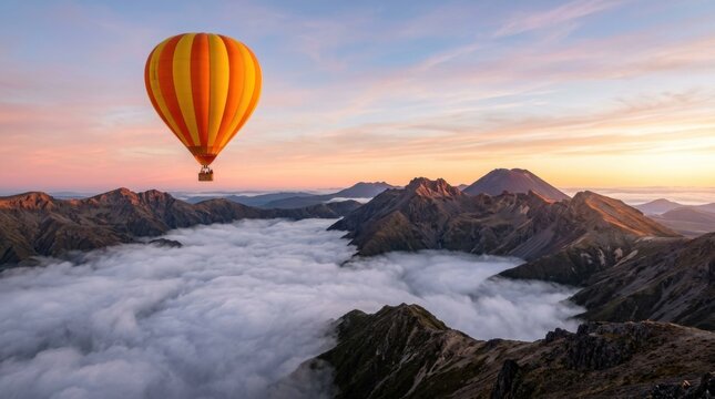 Hot Air Balloon Above Clouds
