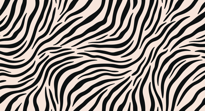 Seamless pattern of black and off-white zebra stripes creating a wild animal print texture suitable for textile or digital design.